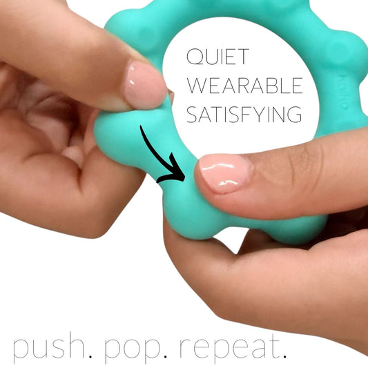 Kaiko Fidgets Octopop Small Teal sensory wearable fidget tool with 8 tactile nodes and 7 stainless steel beads - view 2