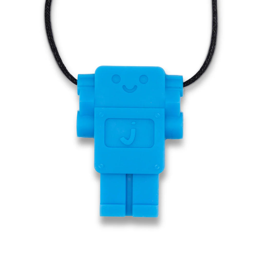 Jellystone Robot Chew Pendant necklace made of food-grade silicone for sensory chewing by kids