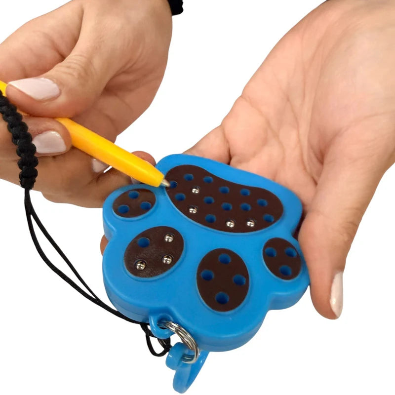 Kaiko Paw Magnetic Pad Keyring sensory toy with magnetic stylus and steel beads attached to keyring