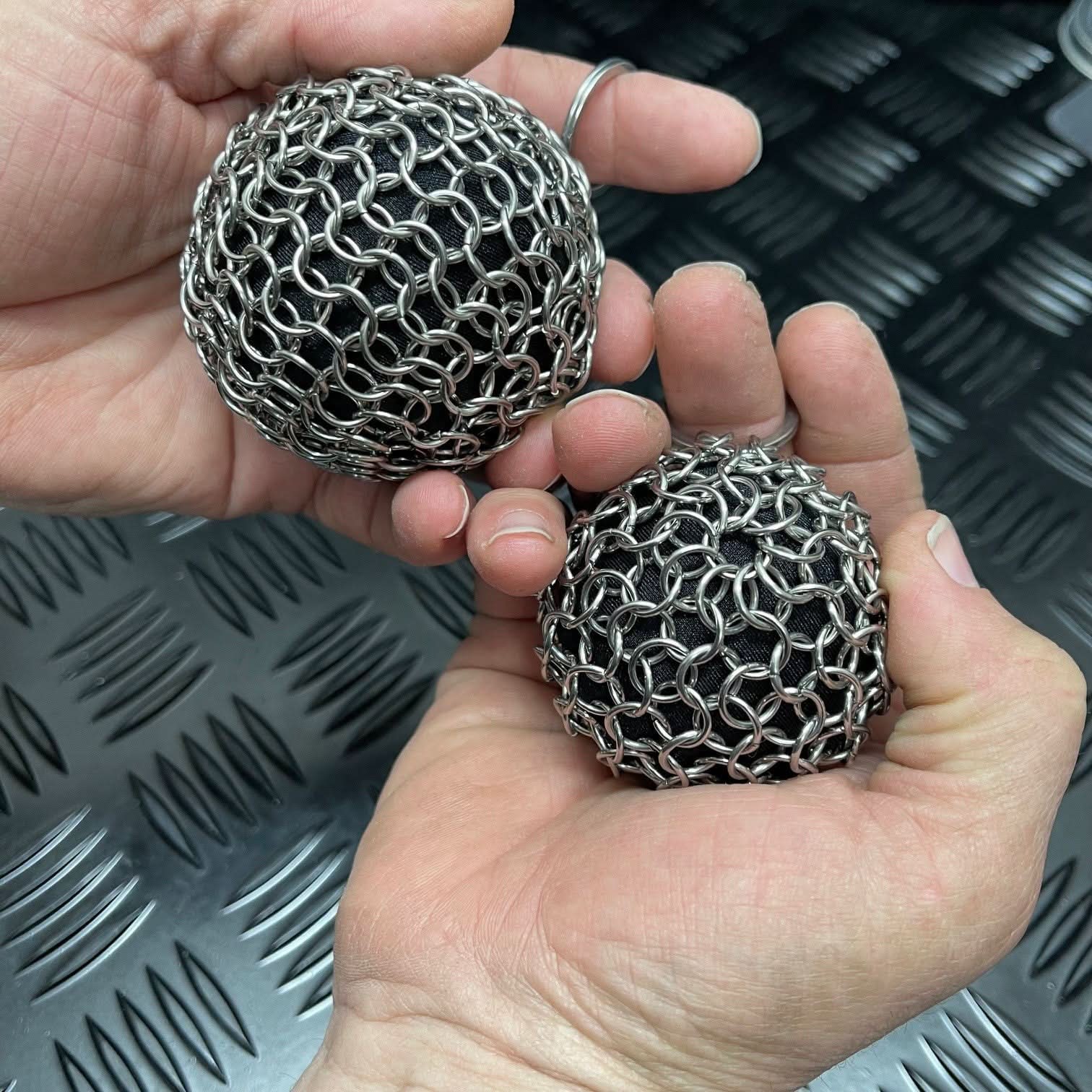 Kaiko Chain Maille Ball small 60mm firm stainless steel sensory fidget toy with keyring attachment - view 11