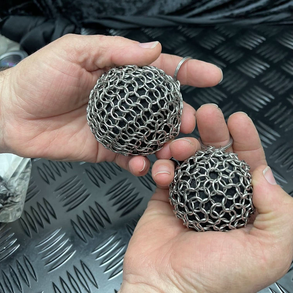 Kaiko Chain Maille Ball small 60mm firm stainless steel sensory fidget toy with keyring attachment - view 12