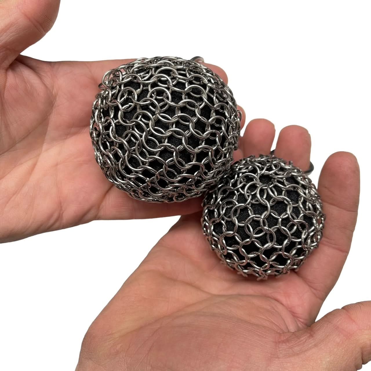 Kaiko Chain Maille Ball small 60mm firm stainless steel sensory fidget toy with keyring attachment - view 13