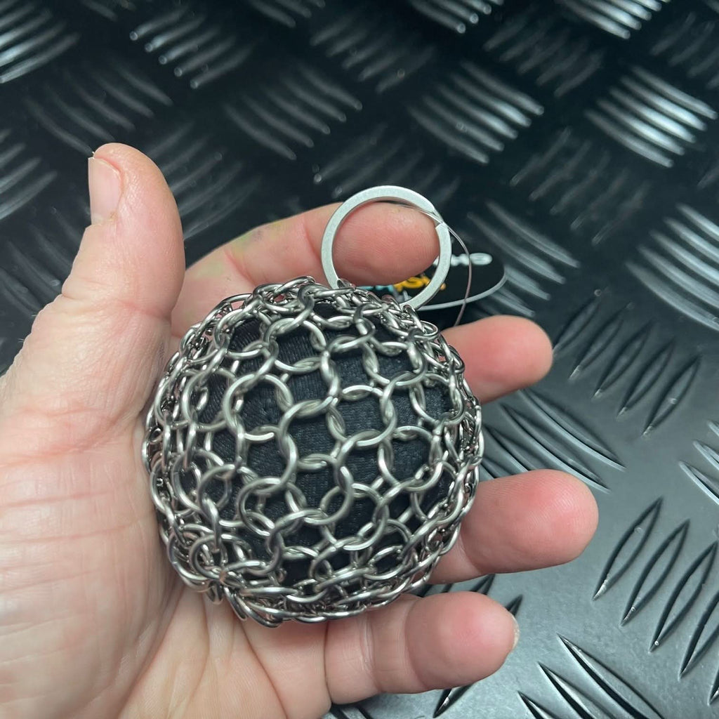 Kaiko Chain Maille Ball small 60mm firm stainless steel sensory fidget toy with keyring attachment - view 5