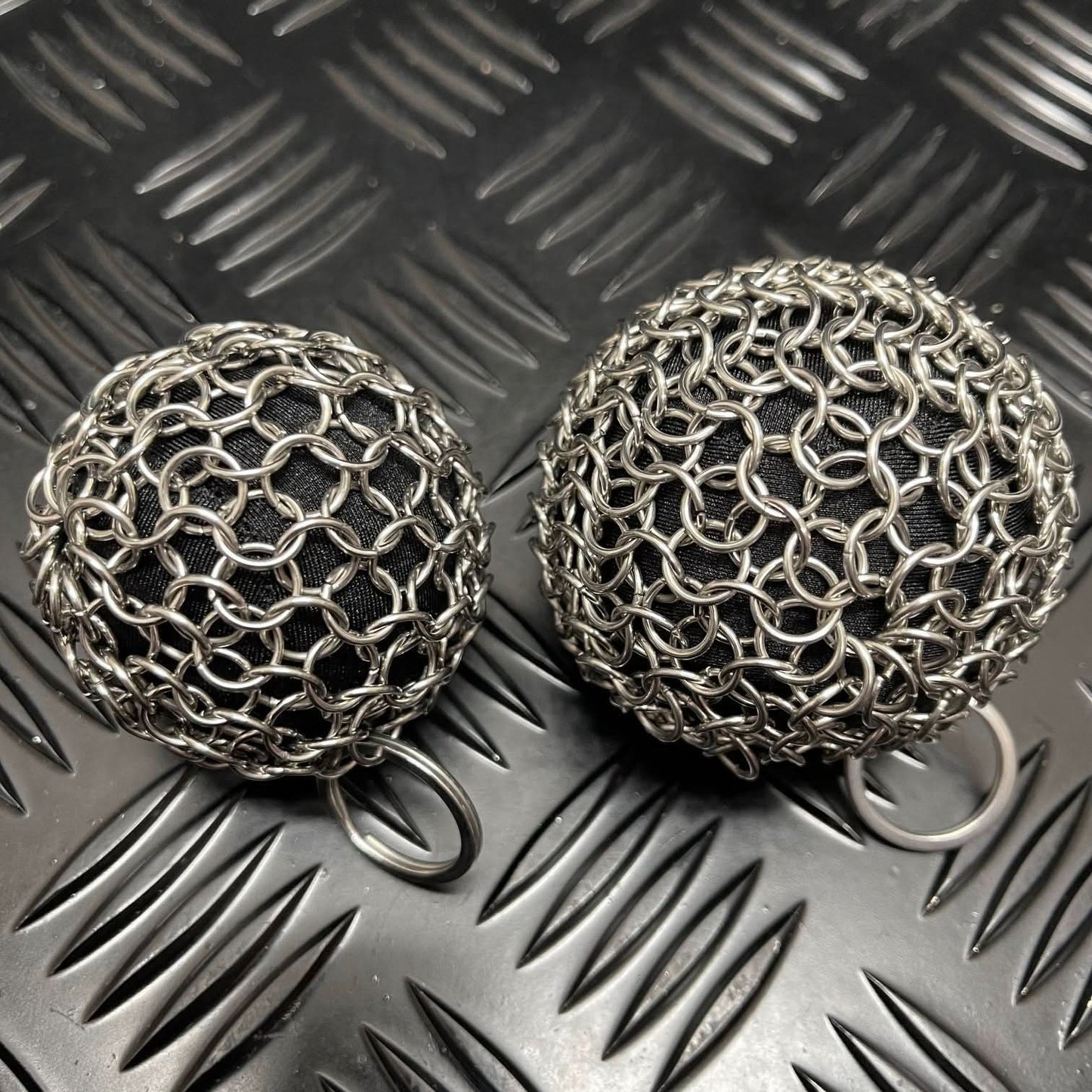 Kaiko Chain Maille Ball small 60mm firm stainless steel sensory fidget toy with keyring attachment - view 6