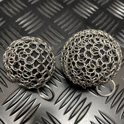 Kaiko Chain Maille Ball small 60mm firm stainless steel sensory fidget toy with keyring attachment - view 6