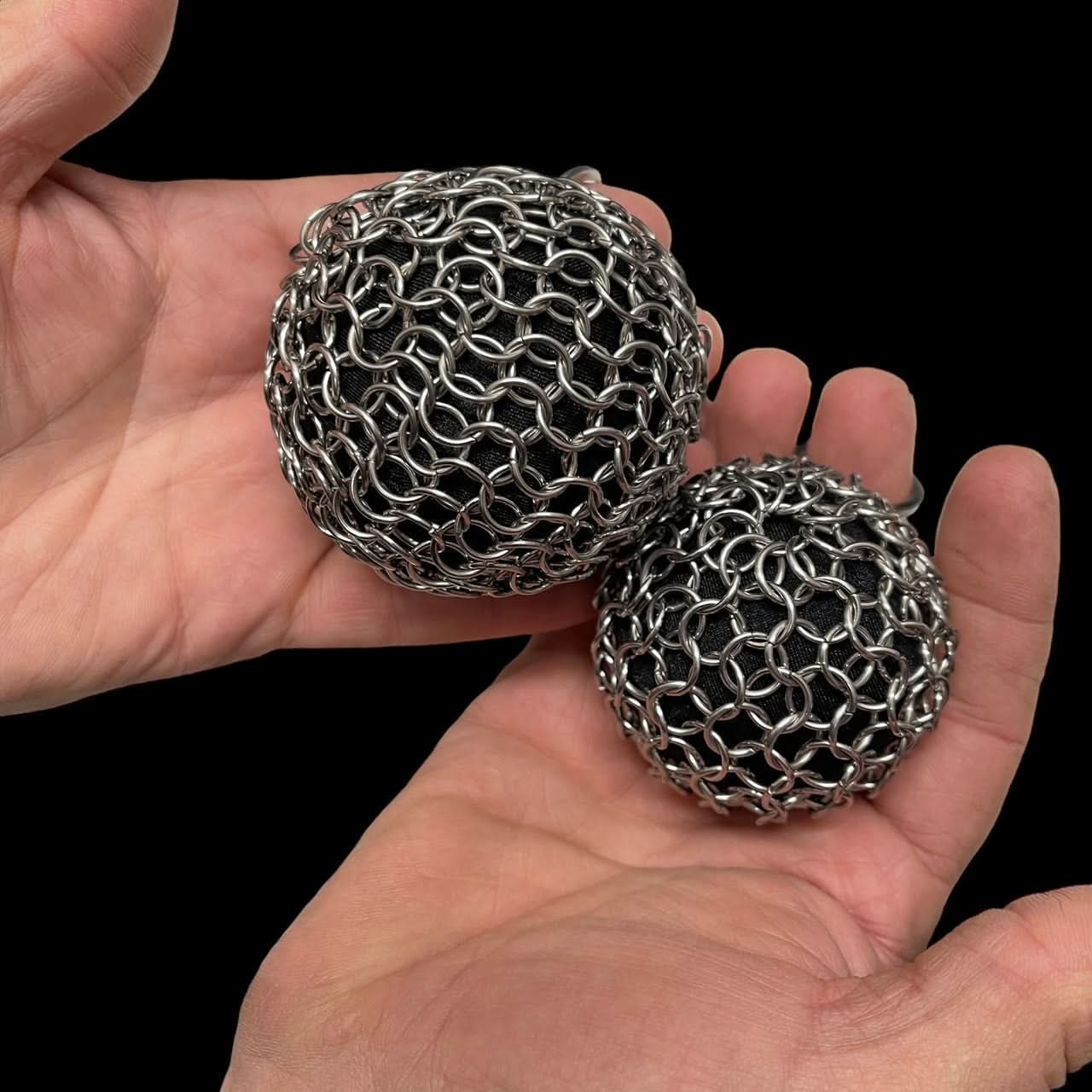 Kaiko Chain Maille Ball small 60mm firm stainless steel sensory fidget toy with keyring attachment