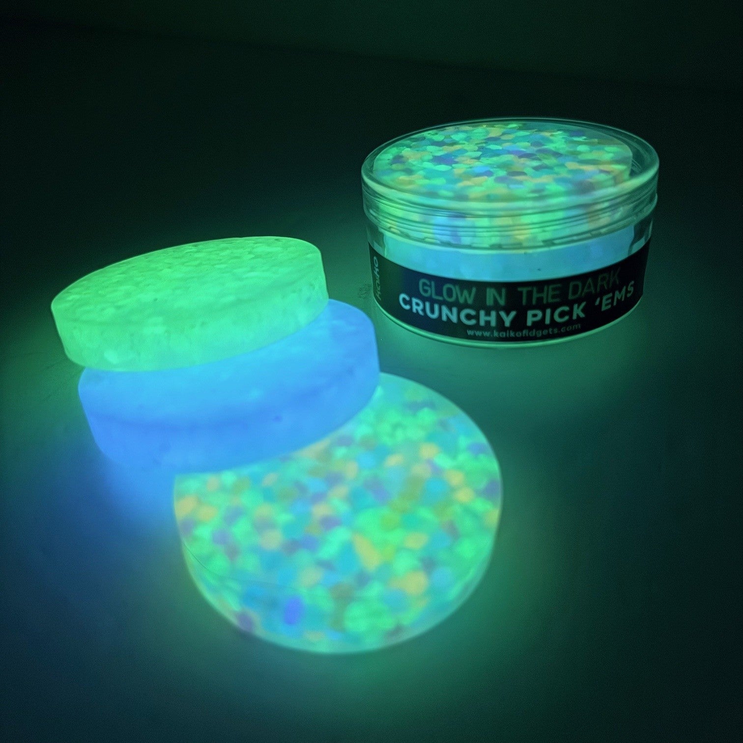 Kaiko Crunchy Pick 'Ems Glow in the Dark Resin sensory fidget discs for autism and ADHD - view 5