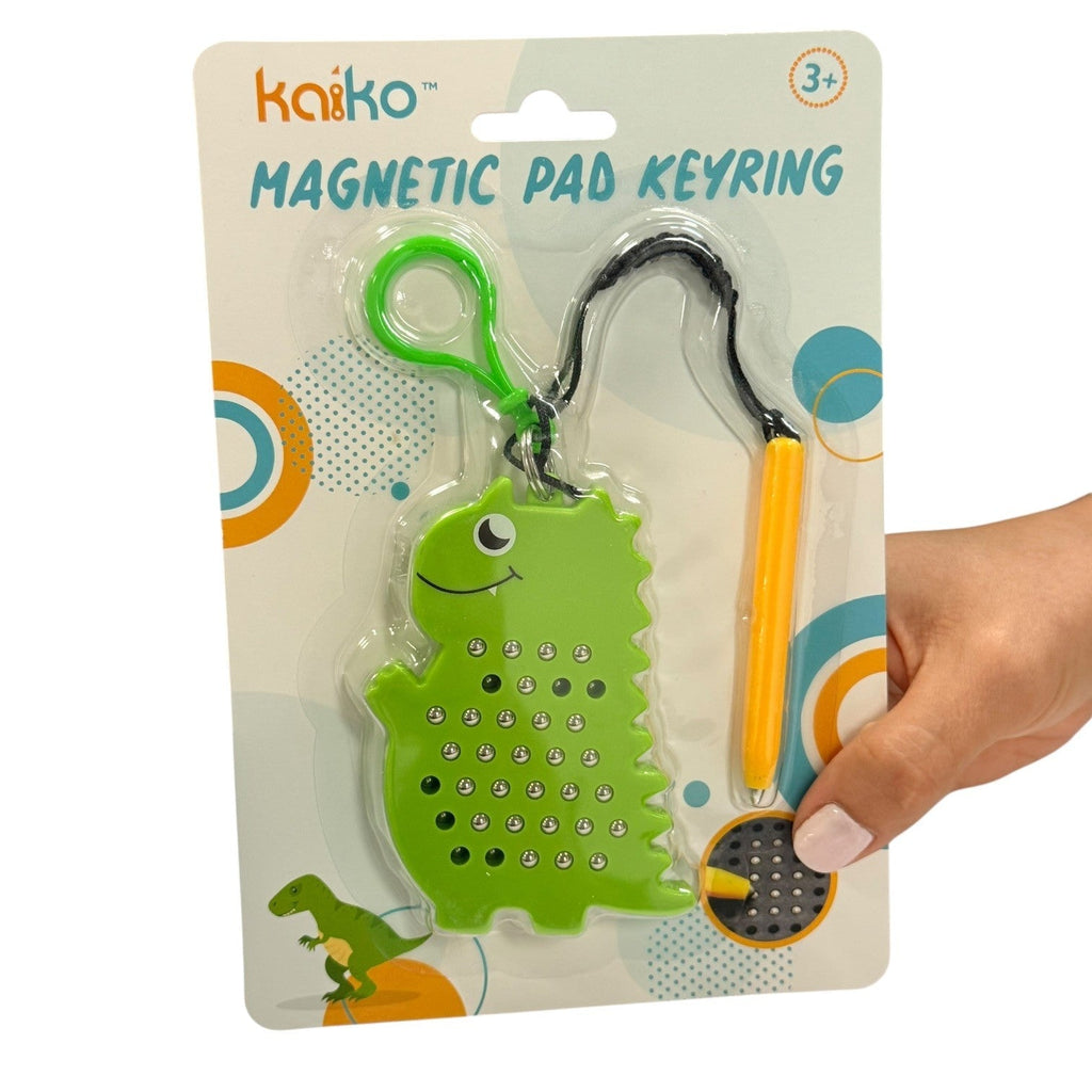 Kaiko Dinosaur Magnetic Pad Keyring sensory fidget toy with magnetic stylus on white background - view 5