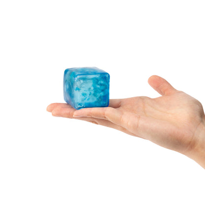 Snowflake Jelly Cube in hand showing size