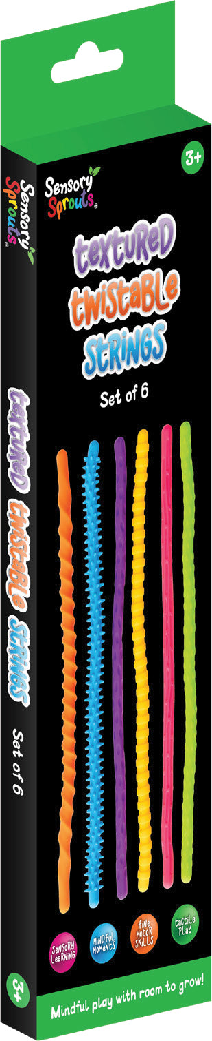 Sensory Sprouts Textured Twistable Strings Set - 6 colourful textured fidget strings