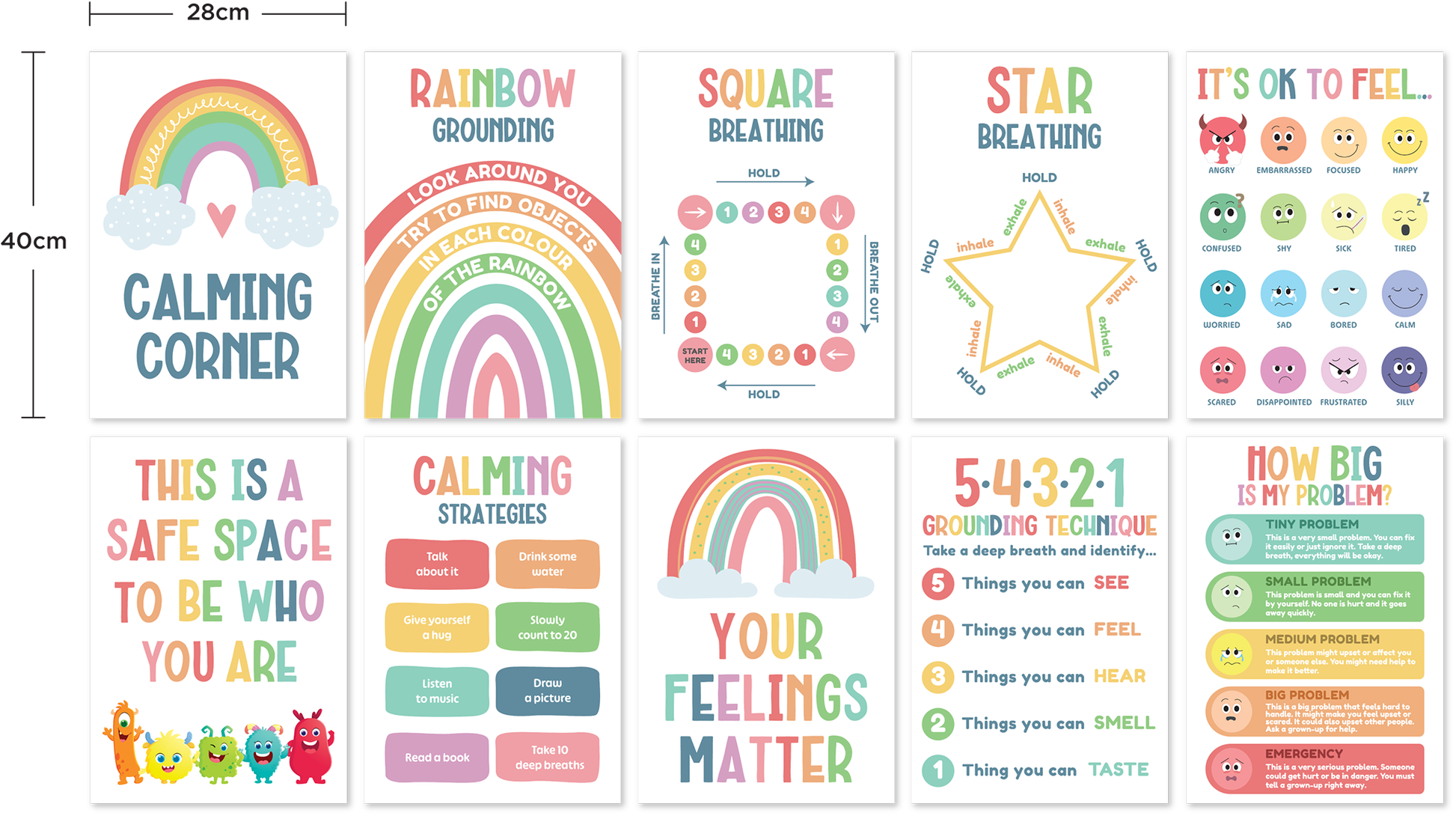 Giggle & Grow Soothing Corner Poster Set - Sensory and educational product from Calm Cove Kids