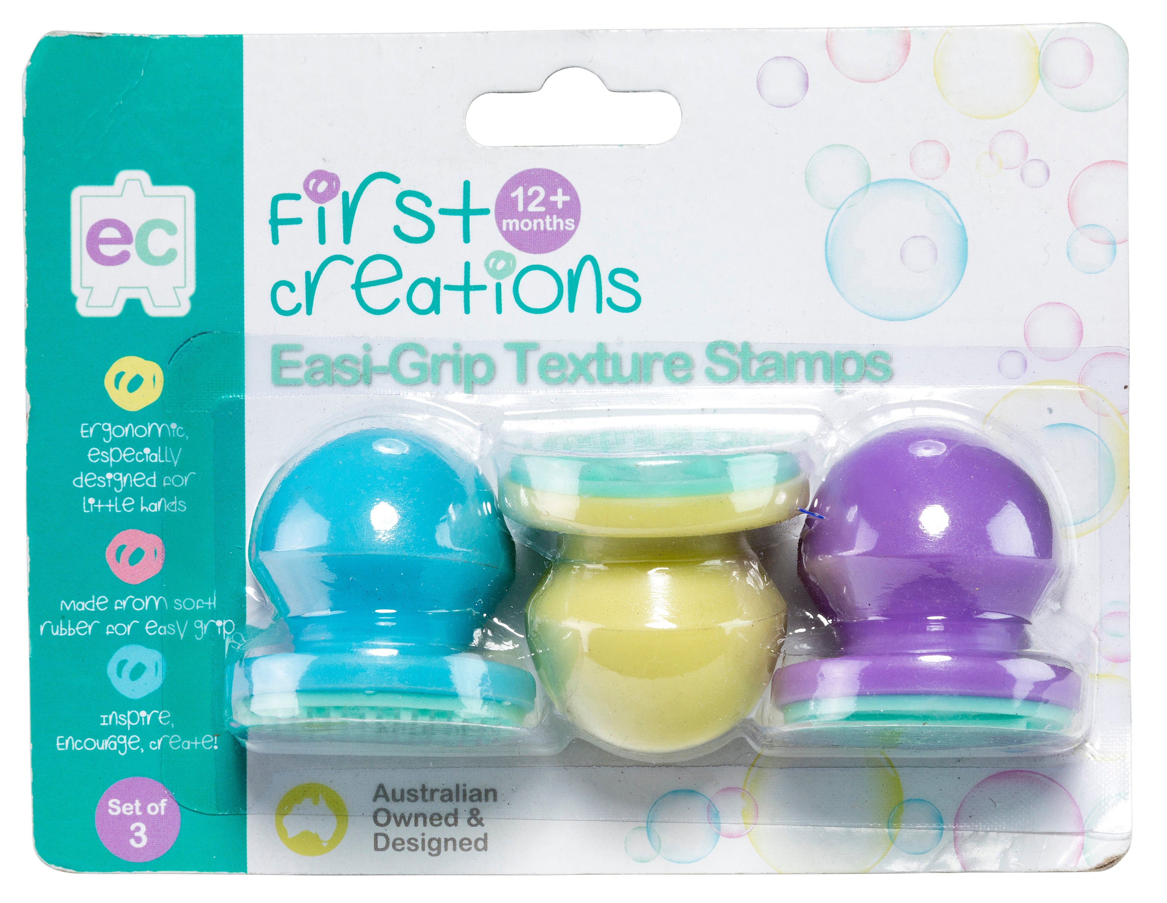 First Creations Easi-Grip Texture Stamps Pack of 3 - Sensory and educational product from Calm Cove Kids
