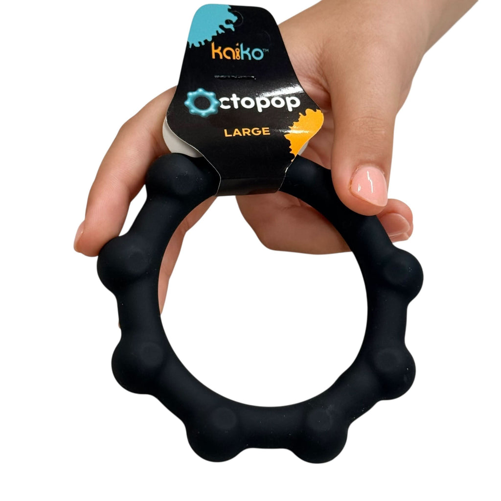 Kaiko Octopop Large Black wearable sensory fidget with 8 tactile nodes and 7 internal beads - view 7