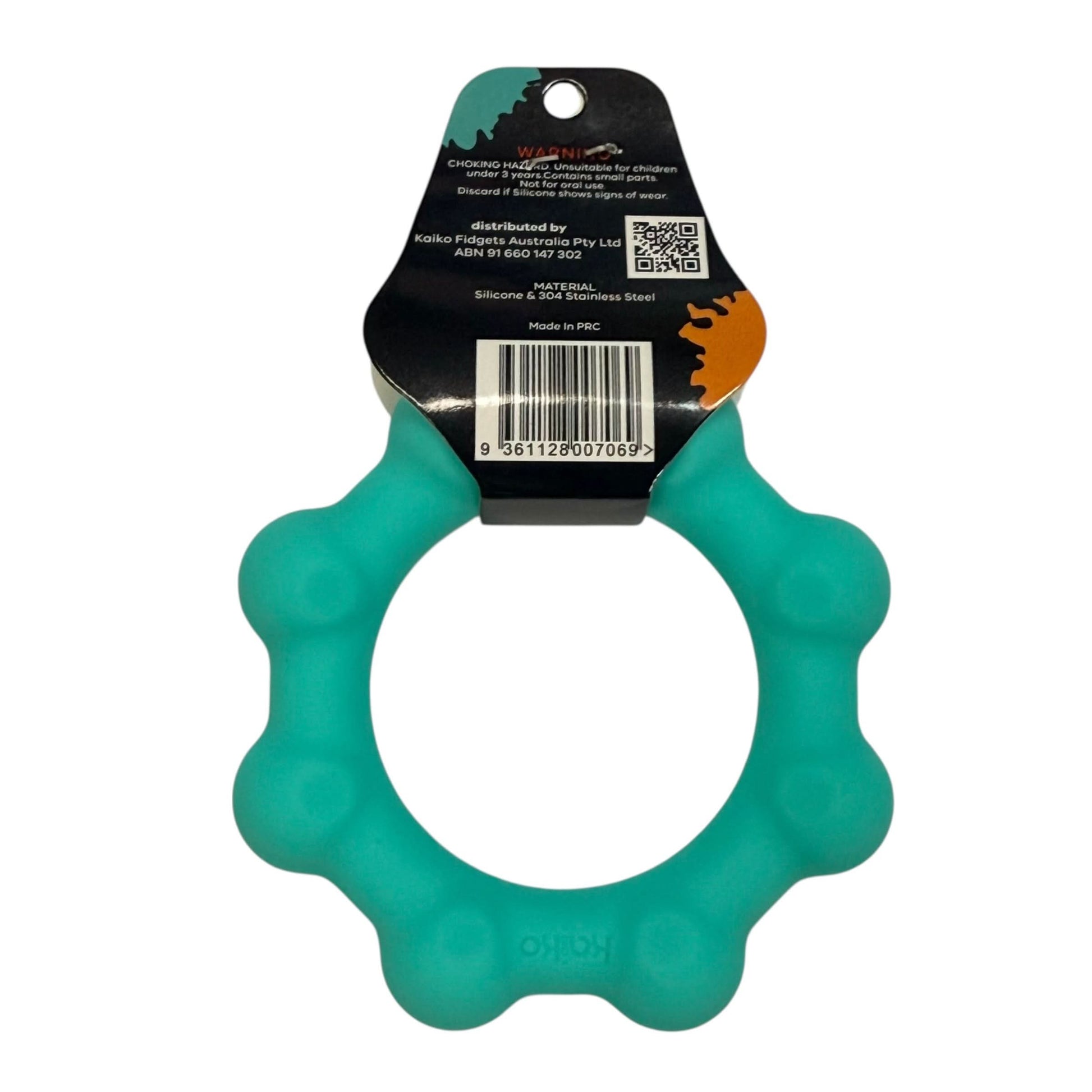 Kaiko Fidgets Octopop Small Teal sensory wearable fidget tool with 8 tactile nodes and 7 stainless steel beads - view 20