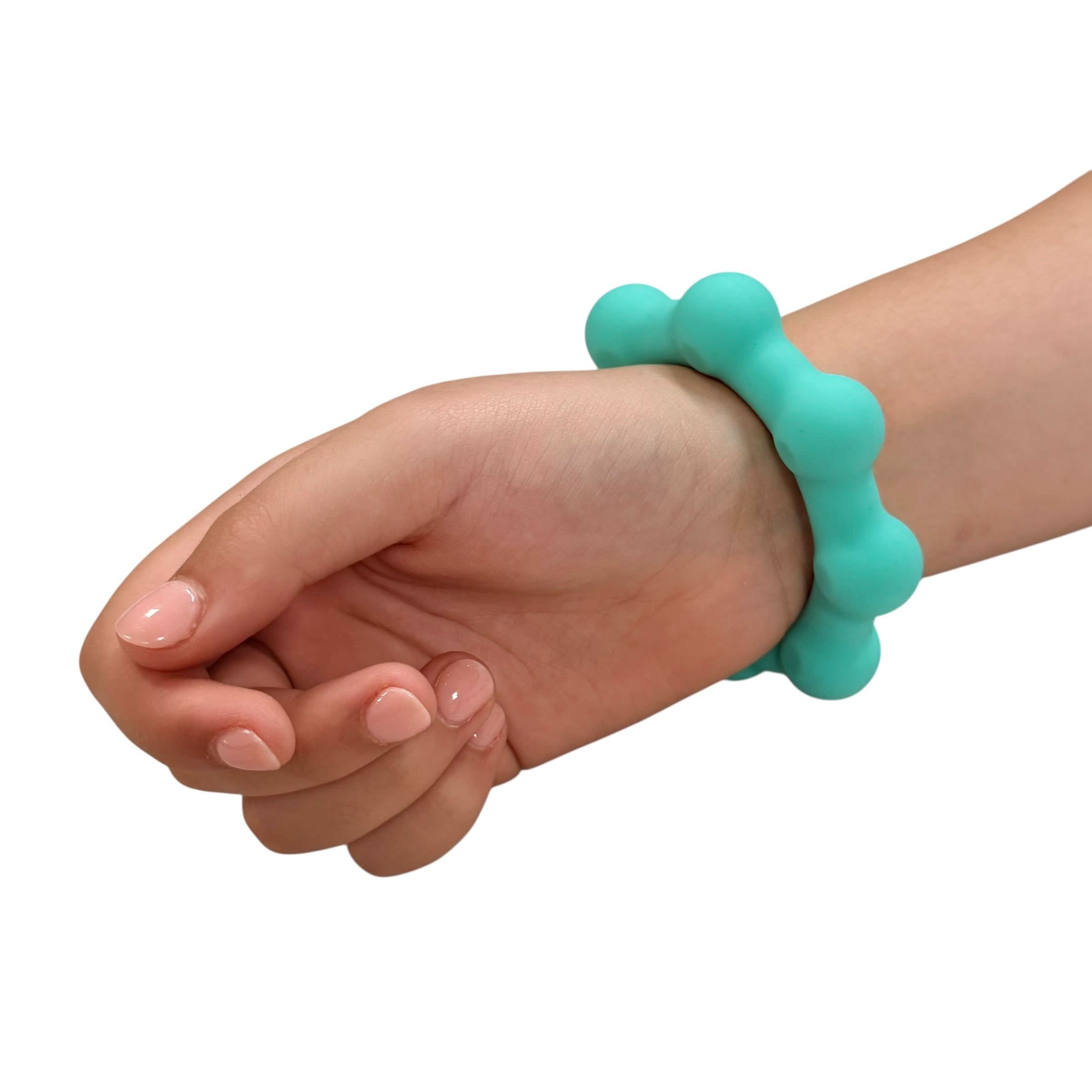 Kaiko Fidgets Octopop Small Teal sensory wearable fidget tool with 8 tactile nodes and 7 stainless steel beads - view 3