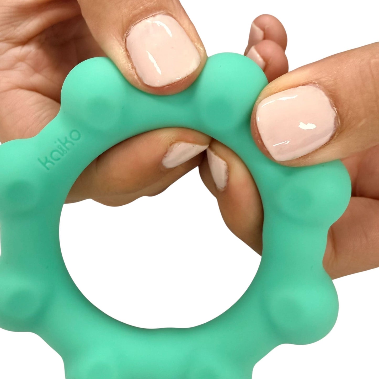 Kaiko Fidgets Octopop Small Teal sensory wearable fidget tool with 8 tactile nodes and 7 stainless steel beads - view 10