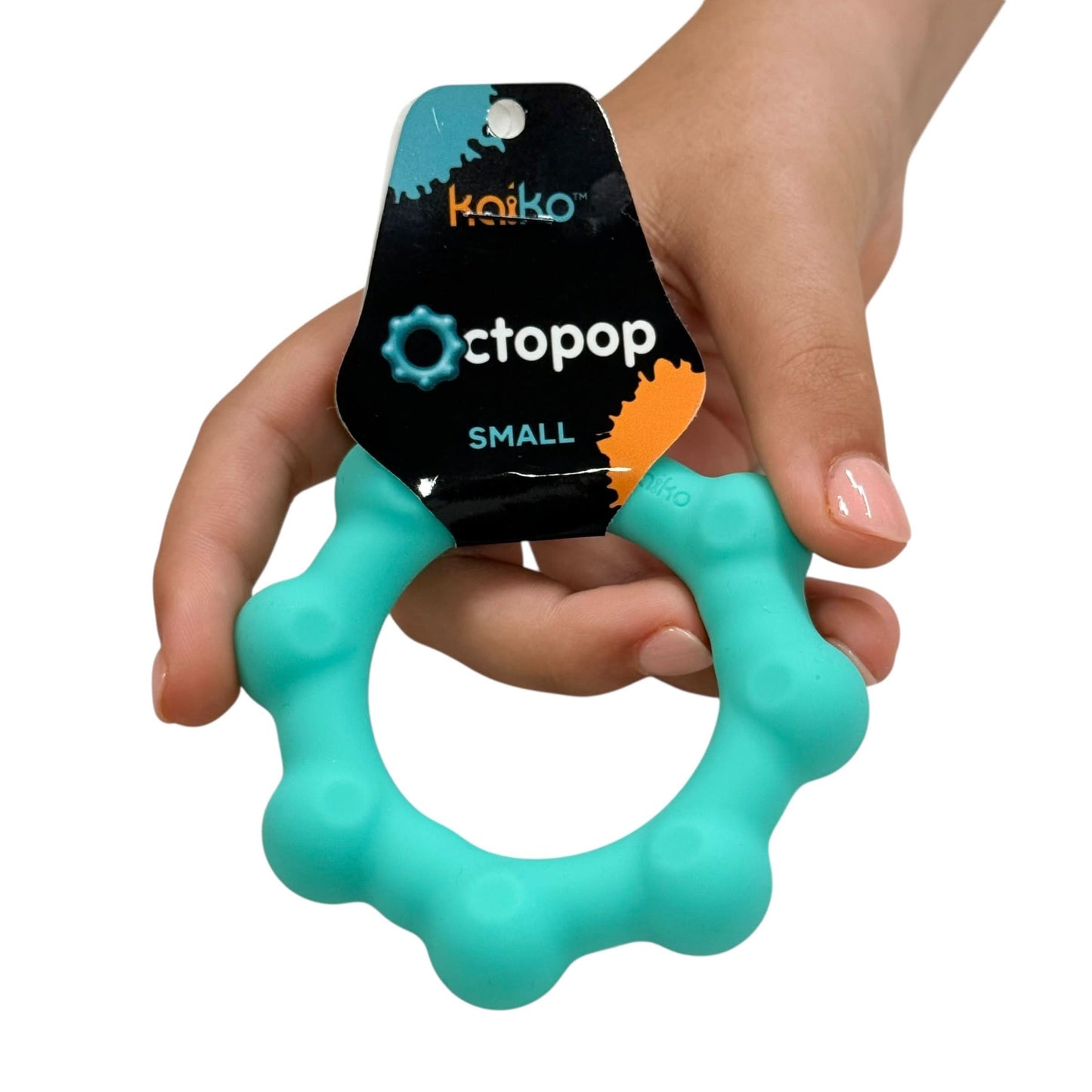 Kaiko Fidgets Octopop Small Teal sensory wearable fidget tool with 8 tactile nodes and 7 stainless steel beads - view 12