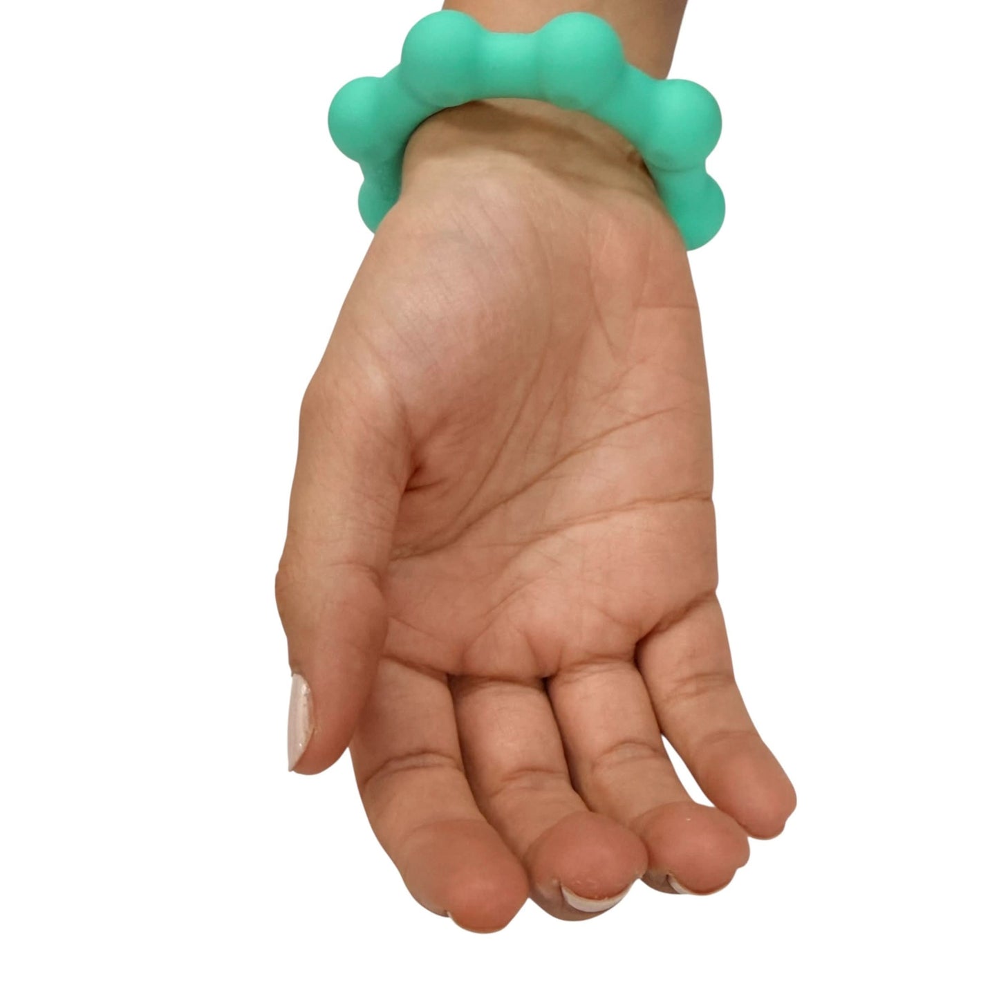 Kaiko Fidgets Octopop Small Teal sensory wearable fidget tool with 8 tactile nodes and 7 stainless steel beads - view 15