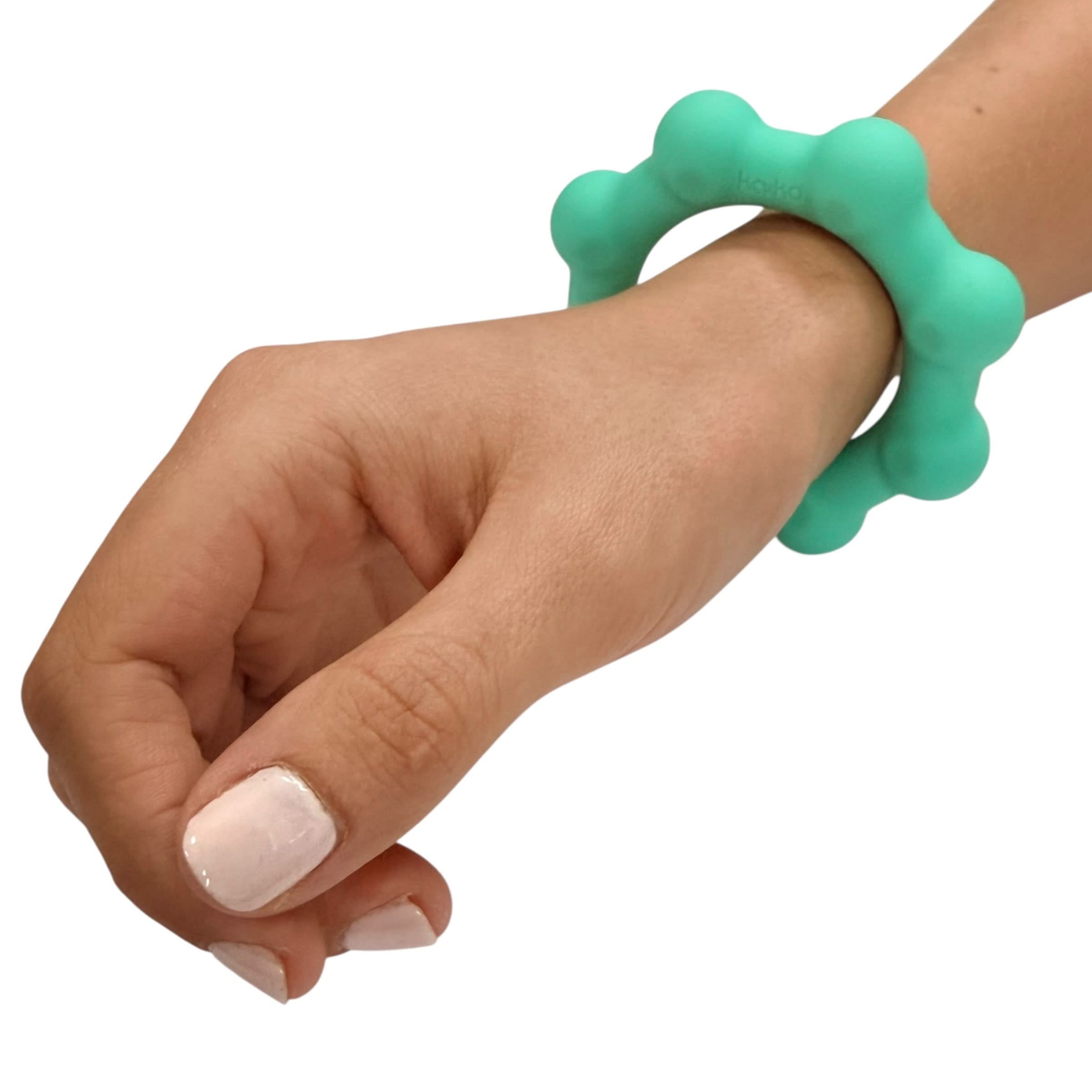 Kaiko Fidgets Octopop Small Teal sensory wearable fidget tool with 8 tactile nodes and 7 stainless steel beads - view 4