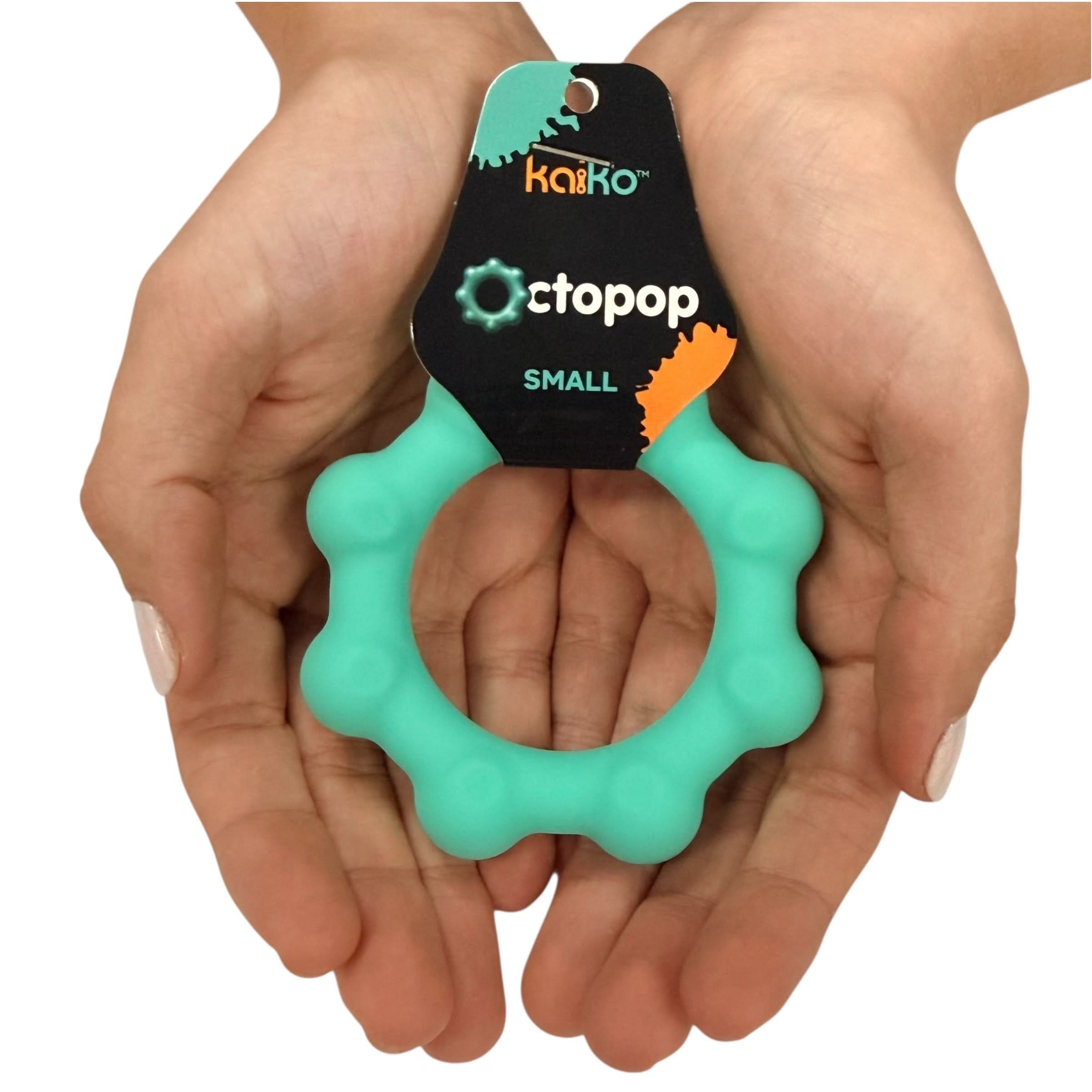 Kaiko Fidgets Octopop Small Teal sensory wearable fidget tool with 8 tactile nodes and 7 stainless steel beads