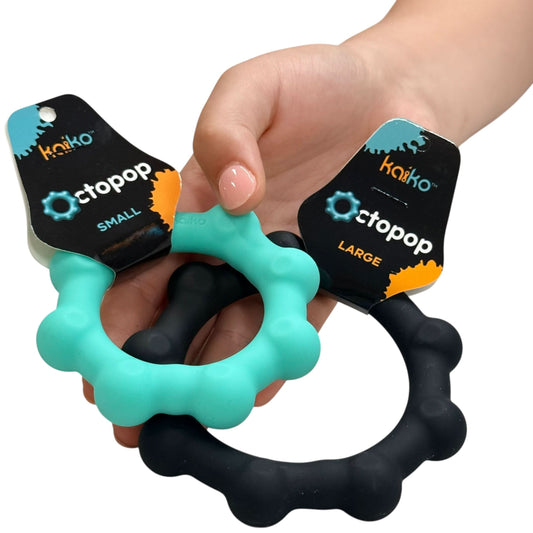Kaiko Octopop Large Black wearable sensory fidget with 8 tactile nodes and 7 internal beads - view 2