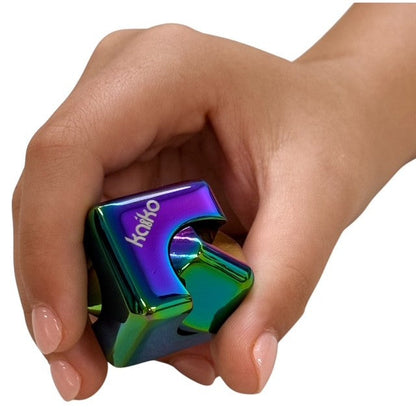 Kaiko Oil Slick Square Spinning Cube sensory fidget toy with smooth rotation and oil slick finish - view 11