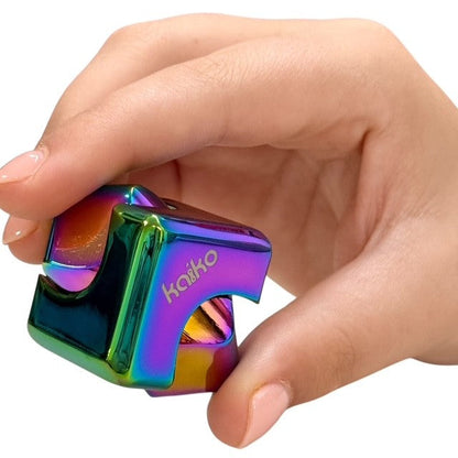 Kaiko Oil Slick Square Spinning Cube sensory fidget toy with smooth rotation and oil slick finish - view 6