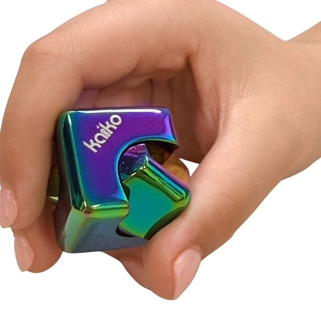 Kaiko Oil Slick Square Spinning Cube sensory fidget toy with smooth rotation and oil slick finish - view 13