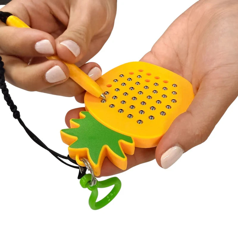 Kaiko Pineapple Magnetic Pad Keyring portable sensory fidget with magnetic stylus and steel beads