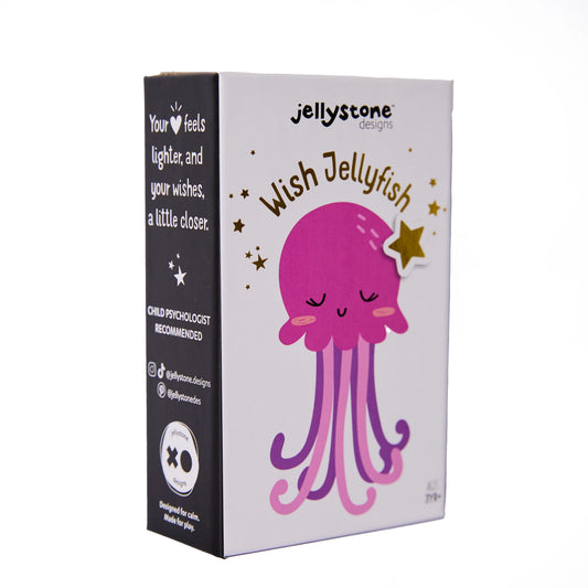 Jellystone Wish Jellyfish sensory toy made of soft pink silicone with moving tentacles for soothing and focus