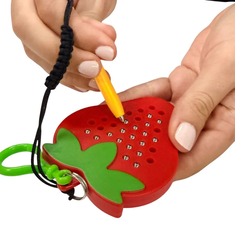 Kaiko Strawberry Magnetic Pad Keyring portable sensory fidget tool with magnetic stylus clipped on keys