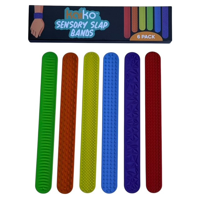 Kaiko Fidgets vibrant silicone sensory slap bands in six textured patterns worn on wrist for tactile sensory support - view 15