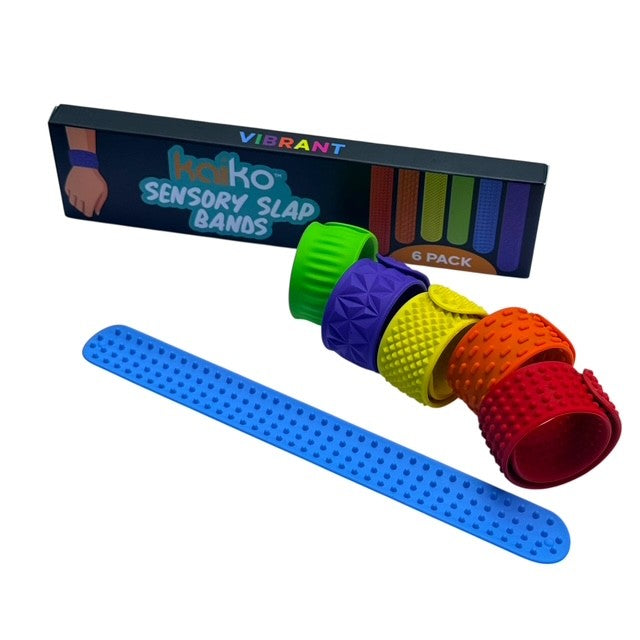 Kaiko Fidgets vibrant silicone sensory slap bands in six textured patterns worn on wrist for tactile sensory support - view 13