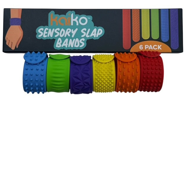 Kaiko Fidgets vibrant silicone sensory slap bands in six textured patterns worn on wrist for tactile sensory support - view 11