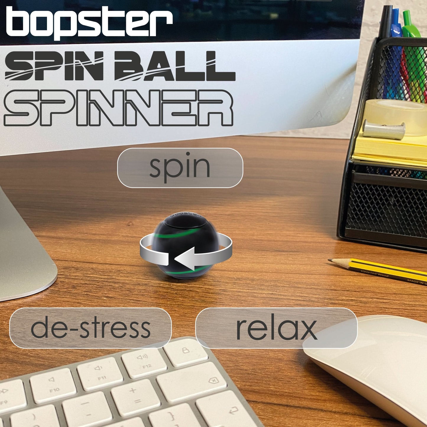 Kaiko Bopster Spin Ball Oil Slick sensory fidget toy with vibrant swirling colours - view 15