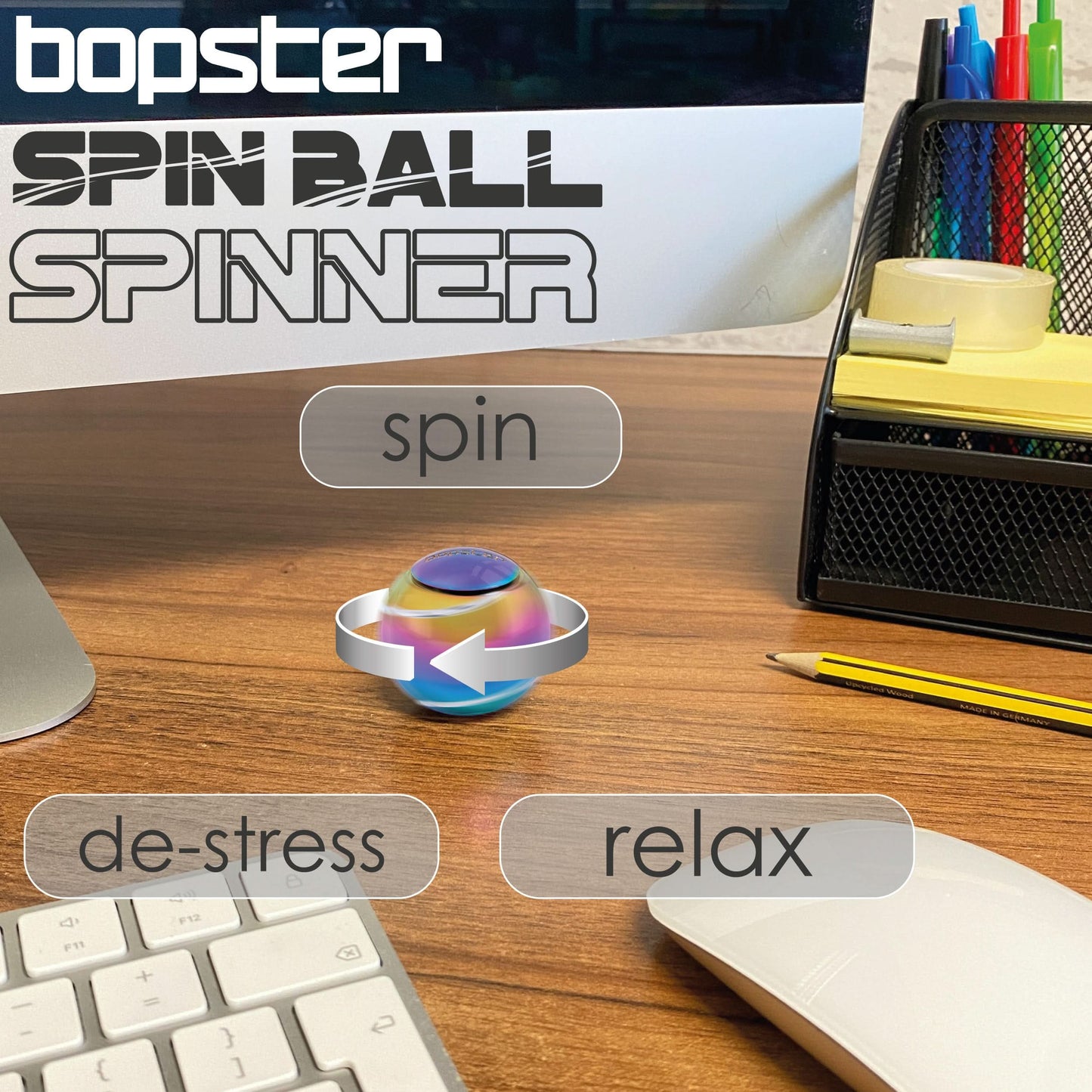 Kaiko Bopster Spin Ball Oil Slick sensory fidget toy with vibrant swirling colours - view 7