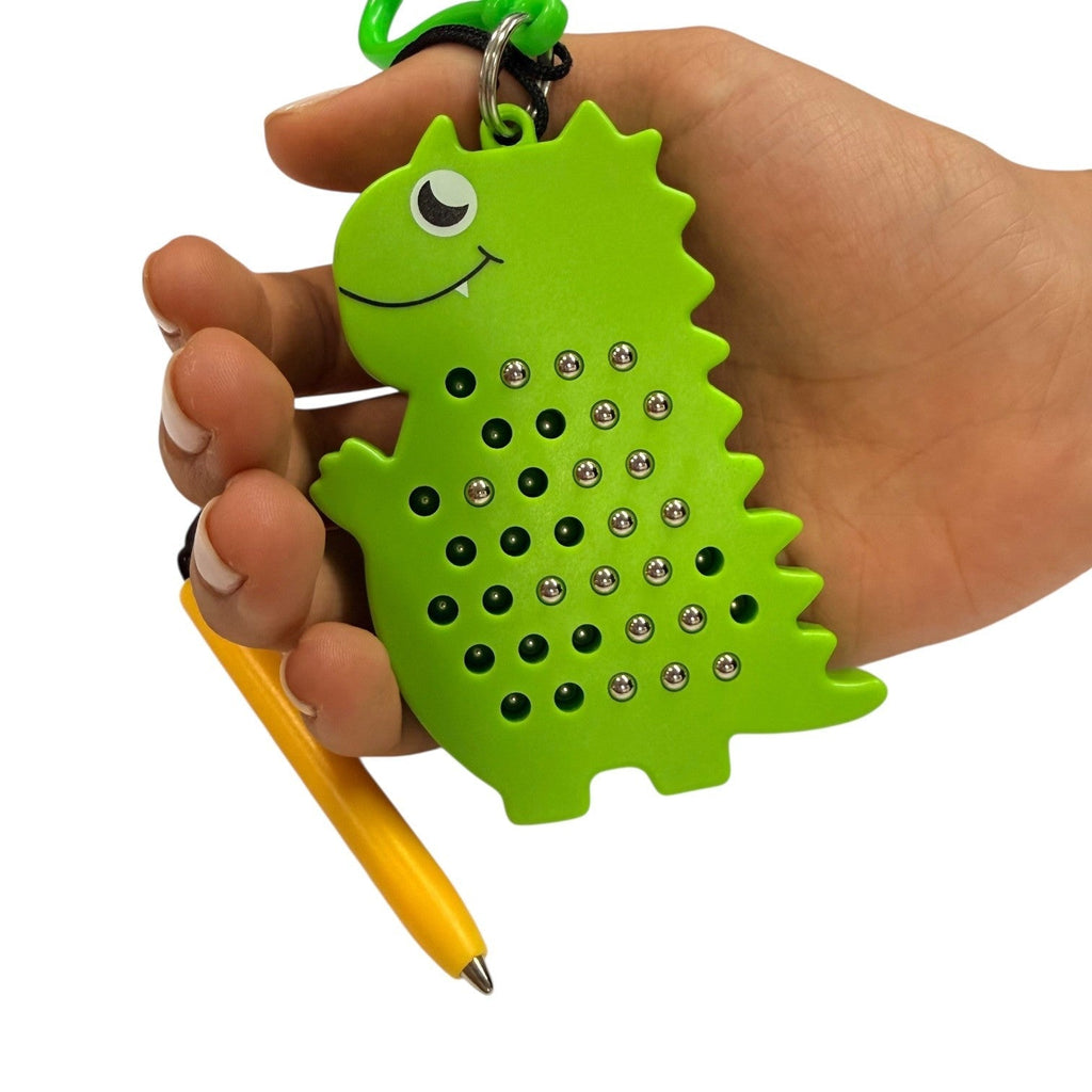 Kaiko Dinosaur Magnetic Pad Keyring sensory fidget toy with magnetic stylus on white background - view 10