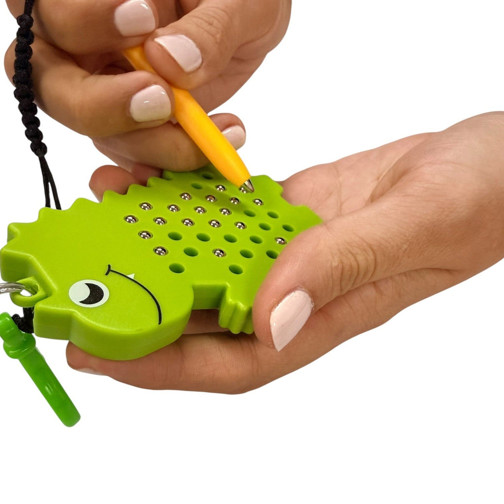 Kaiko Dinosaur Magnetic Pad Keyring sensory fidget toy with magnetic stylus on white background - view 12