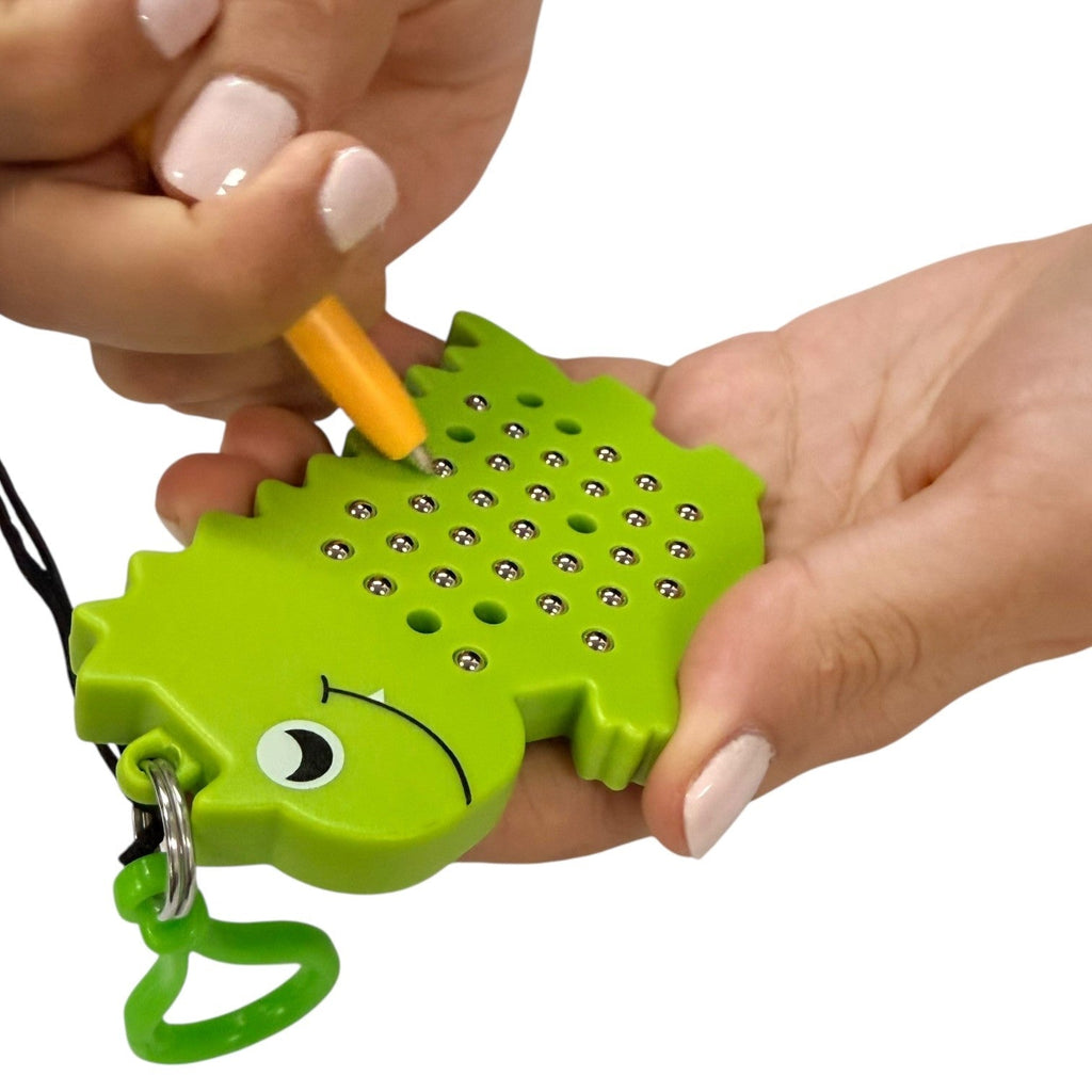 Kaiko Dinosaur Magnetic Pad Keyring sensory fidget toy with magnetic stylus on white background - view 14