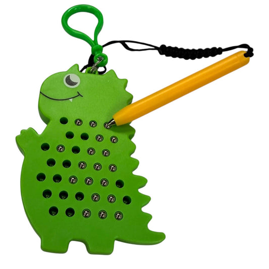 Kaiko Dinosaur Magnetic Pad Keyring sensory fidget toy with magnetic stylus on white background - view 2
