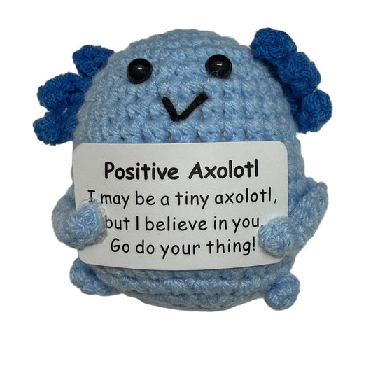 Kaiko Fidgets Positive Axolotl mini hand-crocheted sensory plush toy for kids