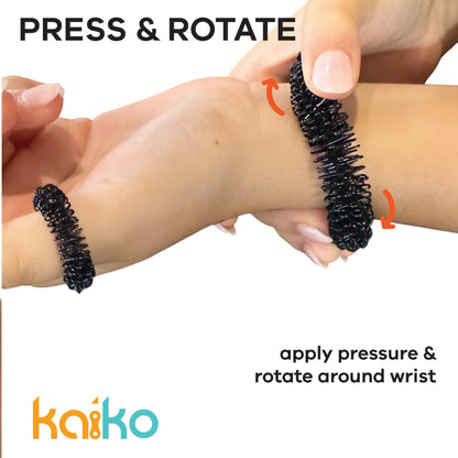 Kaiko Wrist Spikey Black Large sensory wearable fidget for stress and balance on wrist