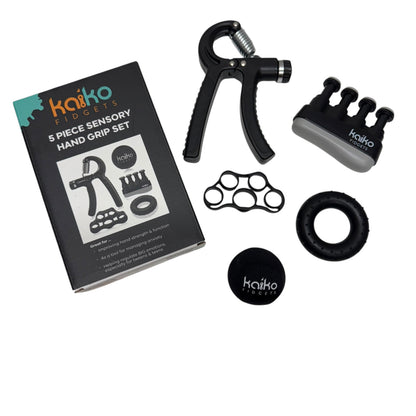 Kaiko 5 Piece Hand Grip Set with five resistance levels for sensory hand strengthening and support