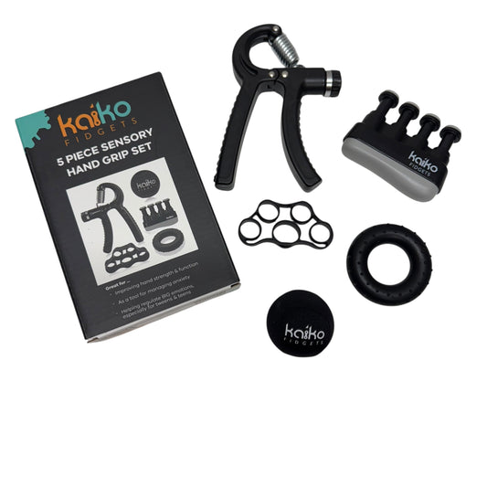 Kaiko 5 Piece Hand Grip Set with five resistance levels for sensory hand strengthening and support