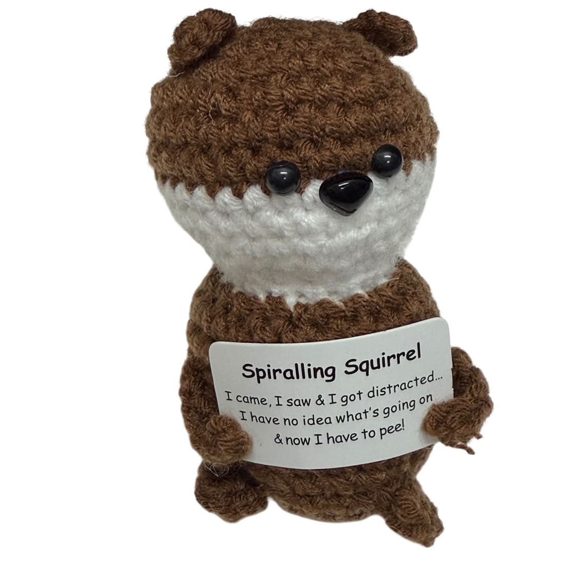 Kaiko Spiralling Squirrel mini hand-crocheted sensory plush toy for calming and emotional regulation