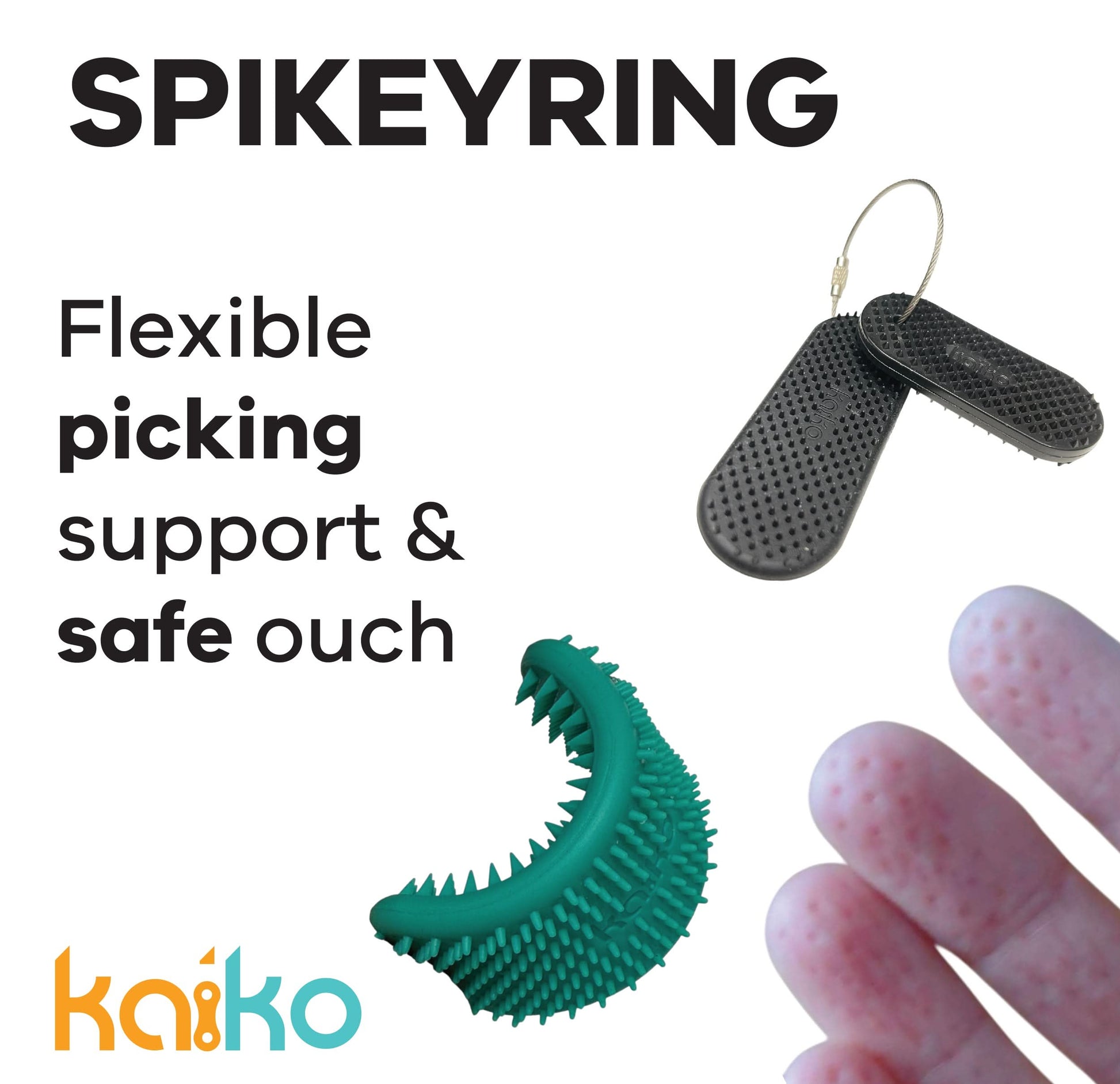 Kaiko Spikeyring Dual Pads Midnight All Black sensory fidget ring for soothing and focus