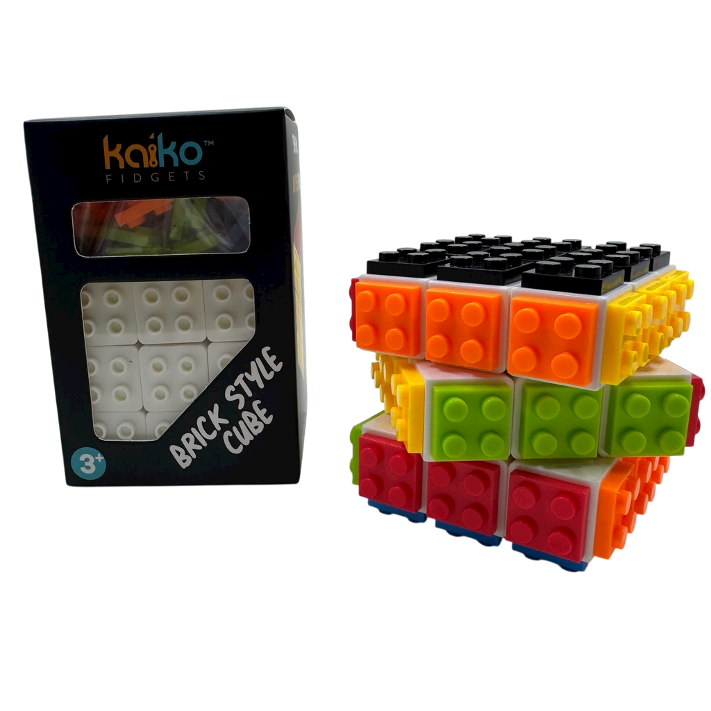 Kaiko Brick Style Cube multi-sensory fidget toy with buttons, switches, and dials for focus and sensory regulation