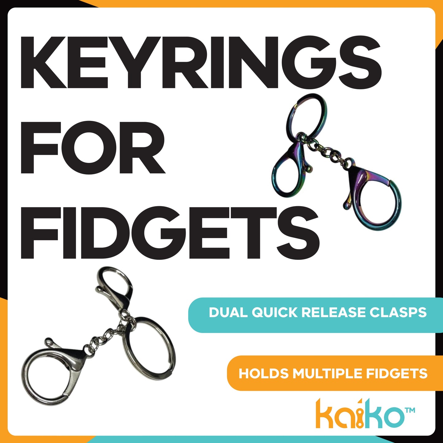 Kaiko Fidgets Silver Keyring - Sensory Fidget Accessory for Balance