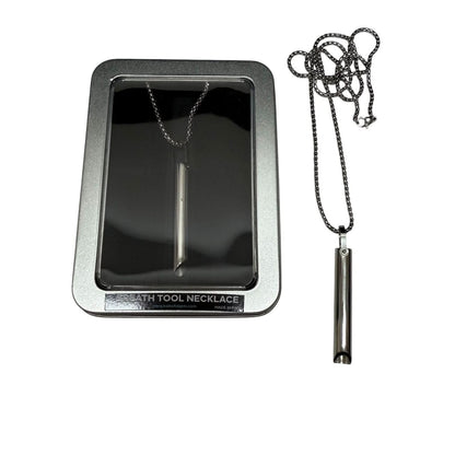 Kaiko Breath Tool stainless steel mindful breathing necklace in window tin packaging