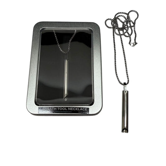 Kaiko Breath Tool stainless steel mindful breathing necklace in window tin packaging